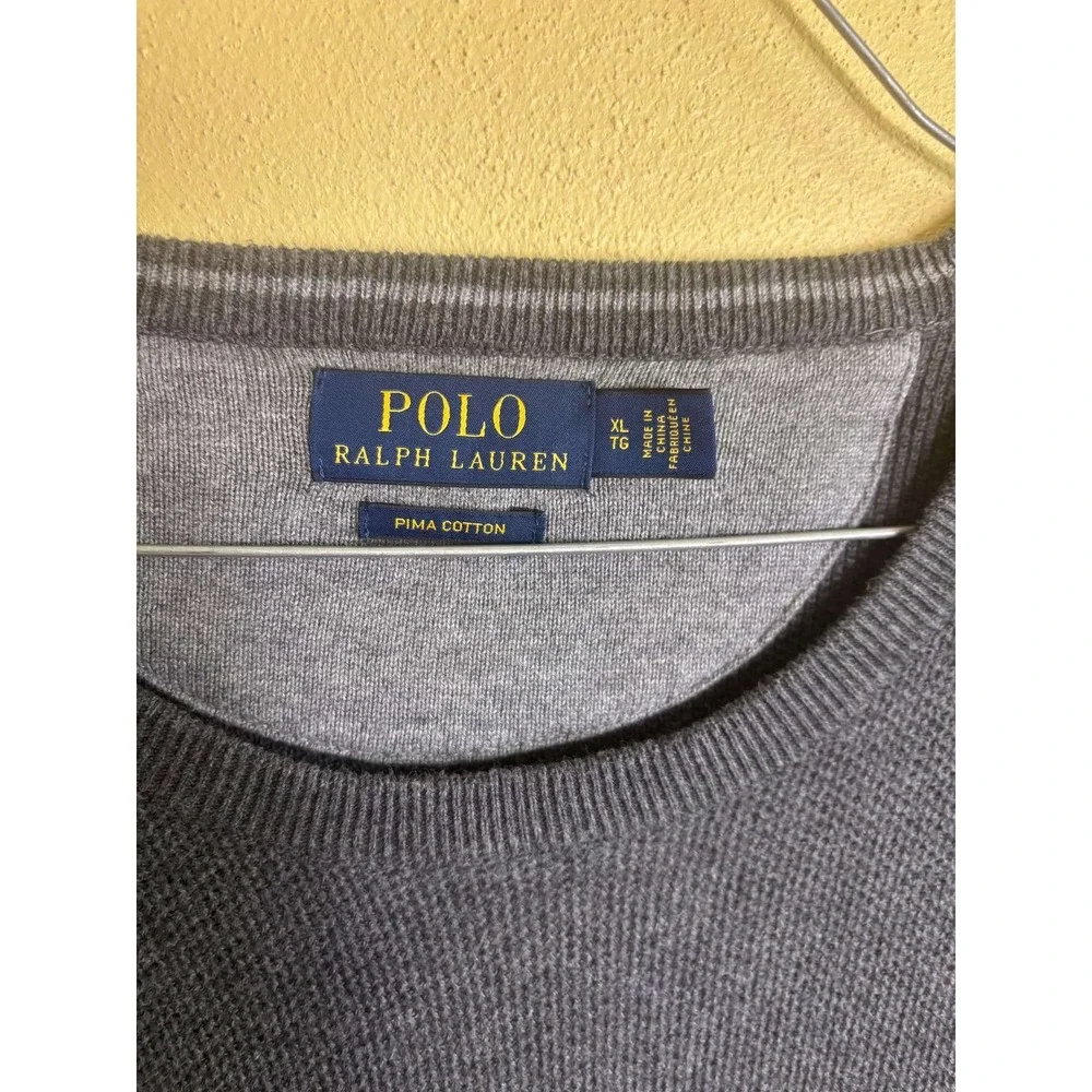 Polo Ralph Lauren‎ Sweater Adult Size XL Grey Pullover Pima Cotton Mens